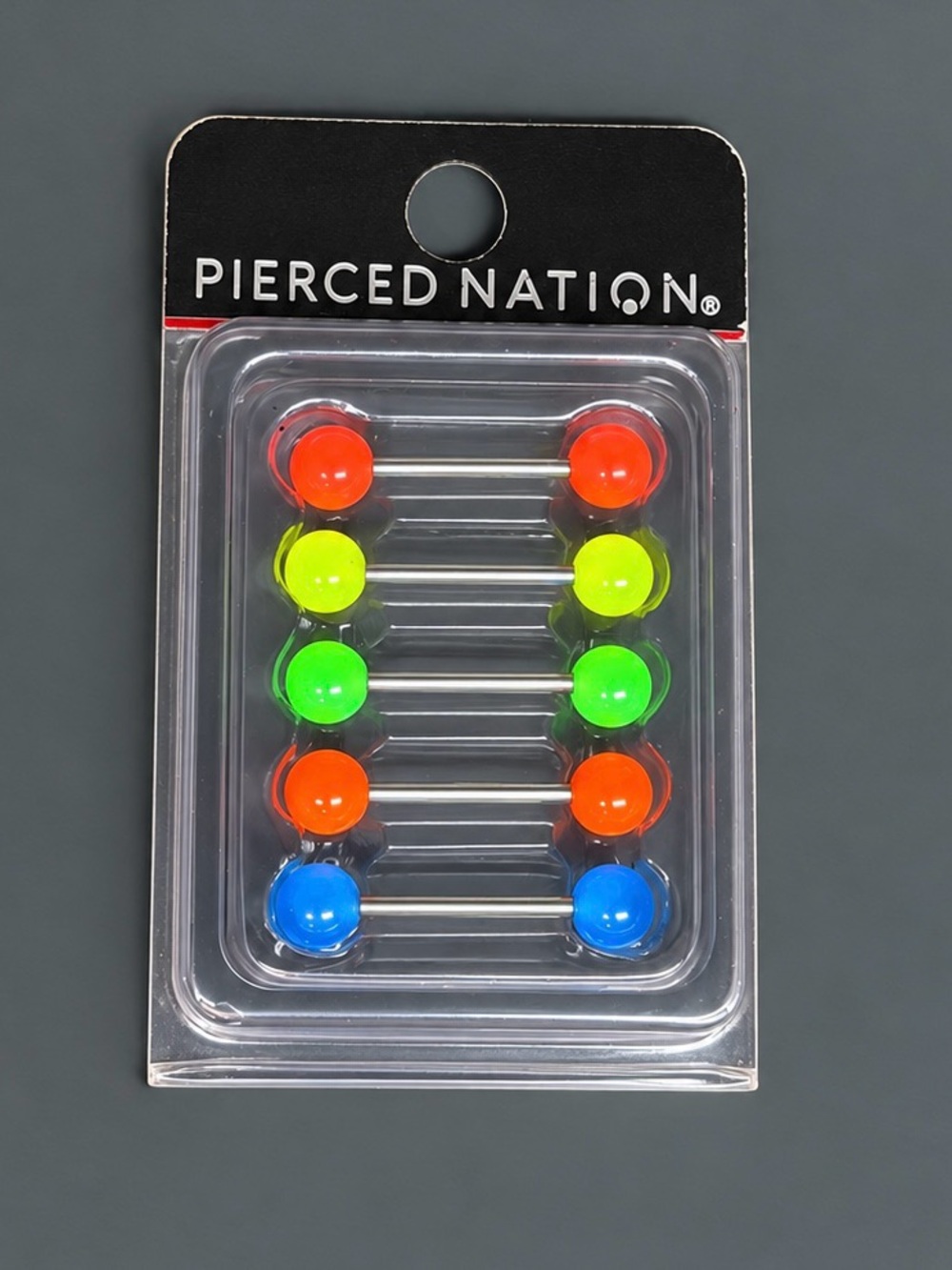 Spencer's Neon Barbell Tongue Rings - Orange, Yellow, Green, Blue